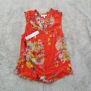 Orange Floral Woven Top